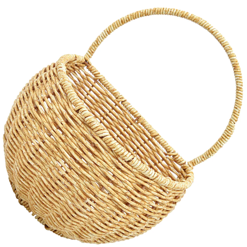 

Wall Mounted Egg Basket Vegetable Hanging Kitchen Fruit PP Hand-woven Storage Baskets Space Saver Kitchen Organization Fruit