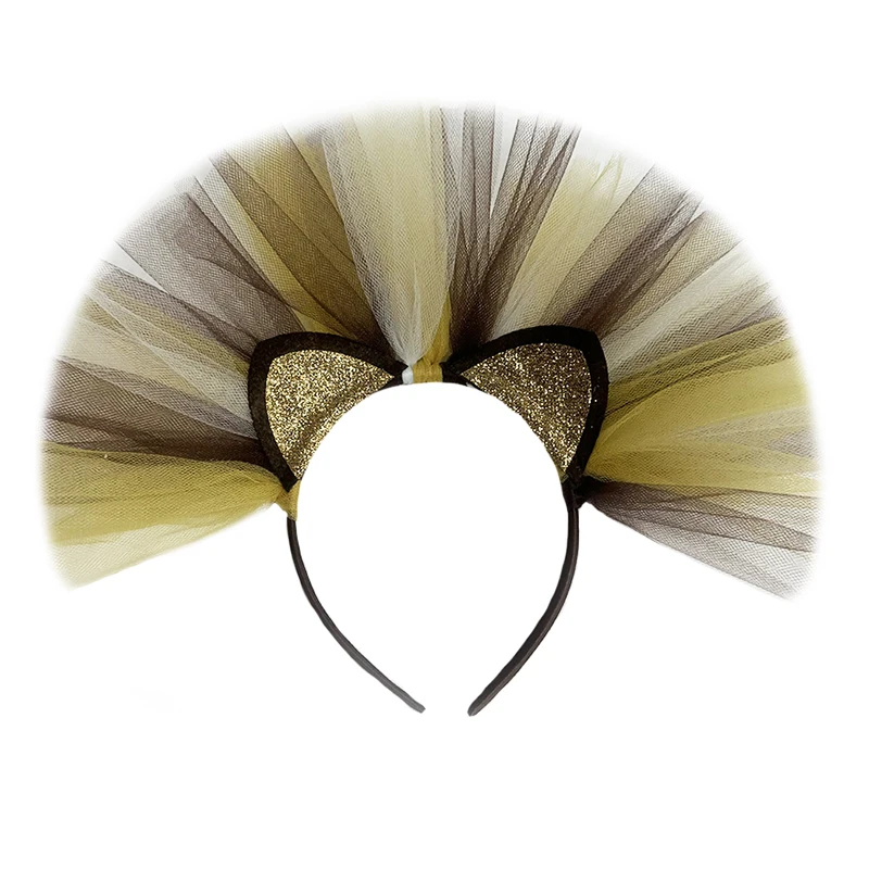 Fascia per capelli in Tulle di leone per ragazze accessori per capelli per feste di compleanno per bambini leone per bambini fasce per costumi di Halloween copricapo in plastica dura