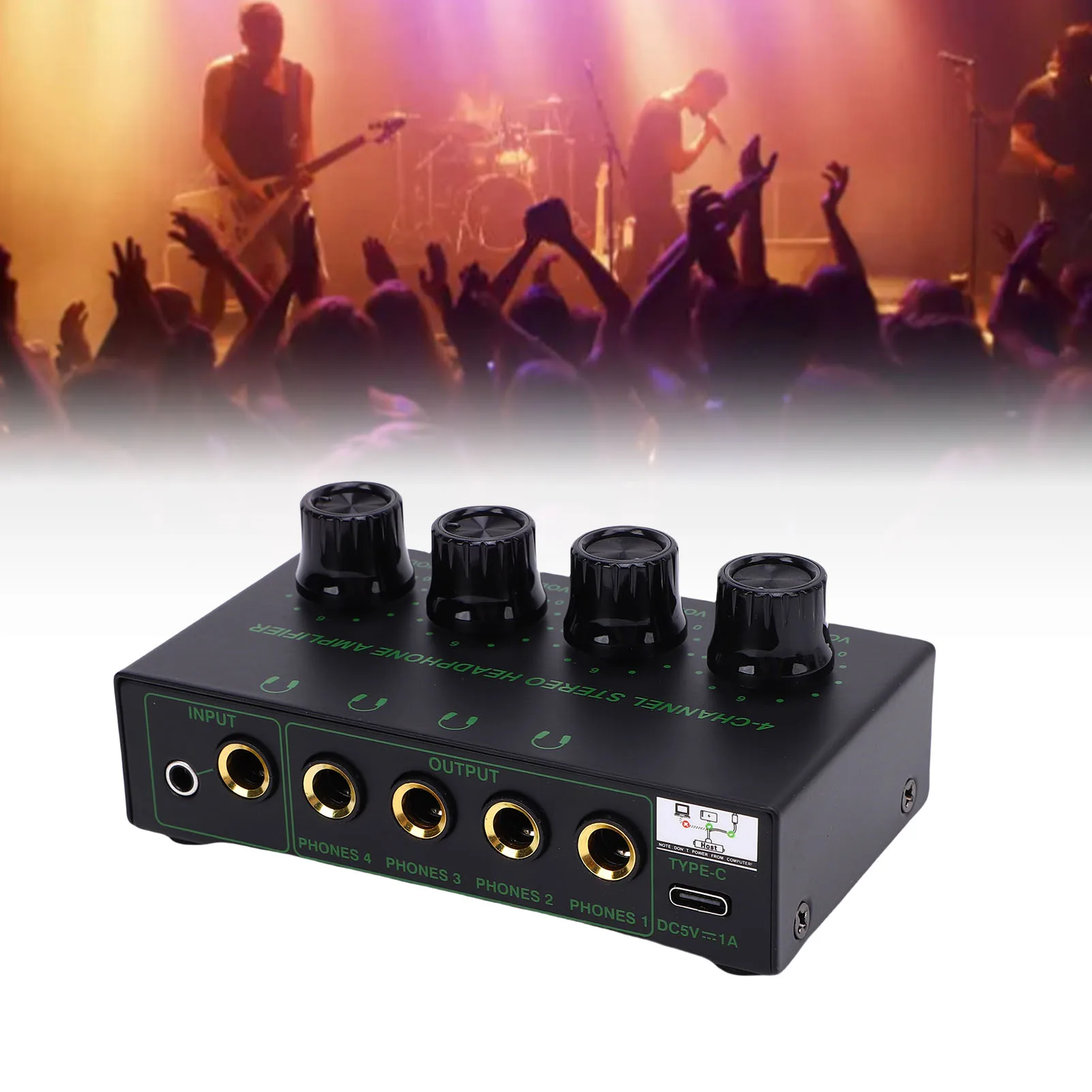 4 قناة مضخم ضوت سماعات الأذن USB إمدادات الطاقة ميناء مقبض تعديل حجم مكبر صوت ستيريو مضخم ضوت سماعات الأذن ستيريو