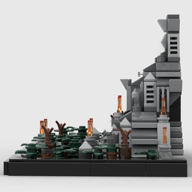 Street view moc tijolo de construção modular templo maia-frente meio modelo tecnologia blocos natal diy brinquedo construção presentes