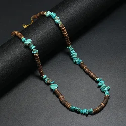 Noter New Bohemia Necklace Men Women Natural Coconut Bead Collar Irregular Tiger Eyes Howlite Colar Beach Leisure Accessories