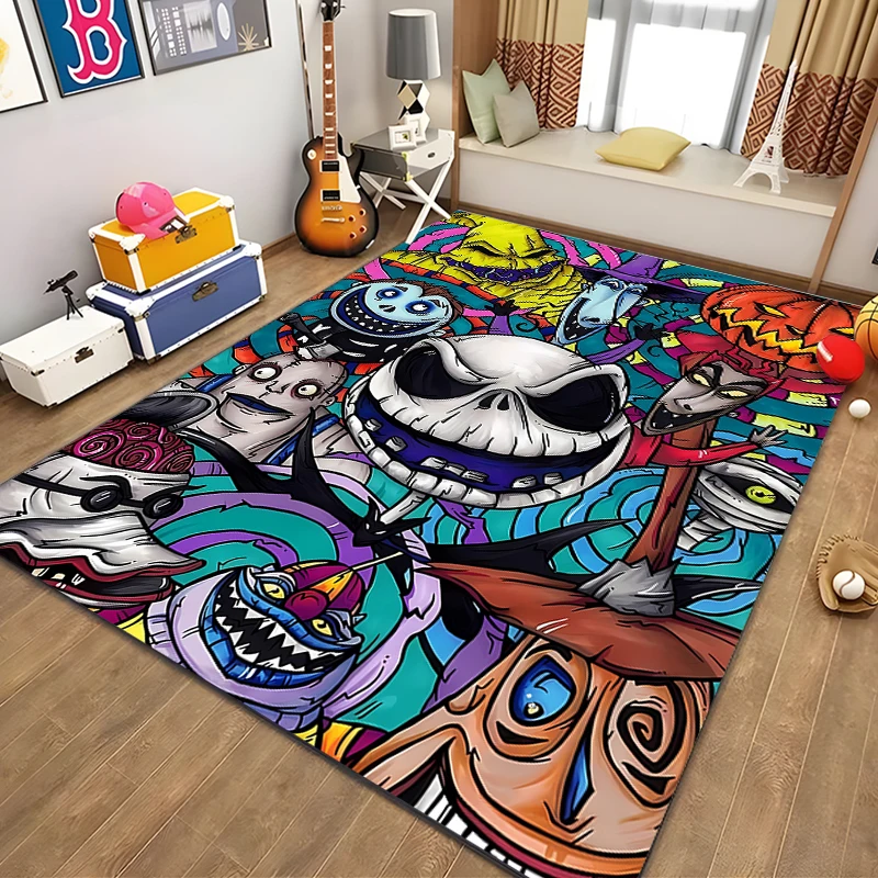 Disney The Nightmare Before Christmas Jack Skellington Pattern Anime Carpets for Girl Room Floor Mat Home Decor Non-Slip Rug