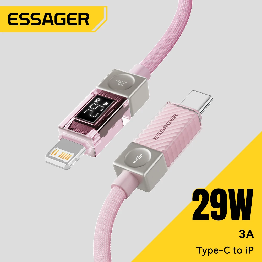 Essager USB C Cable For iPhone 14 13 12 11 Pro Max Xs Digital Display Wire PD 29W Fast Charging Type C To Lighting Data Cord
