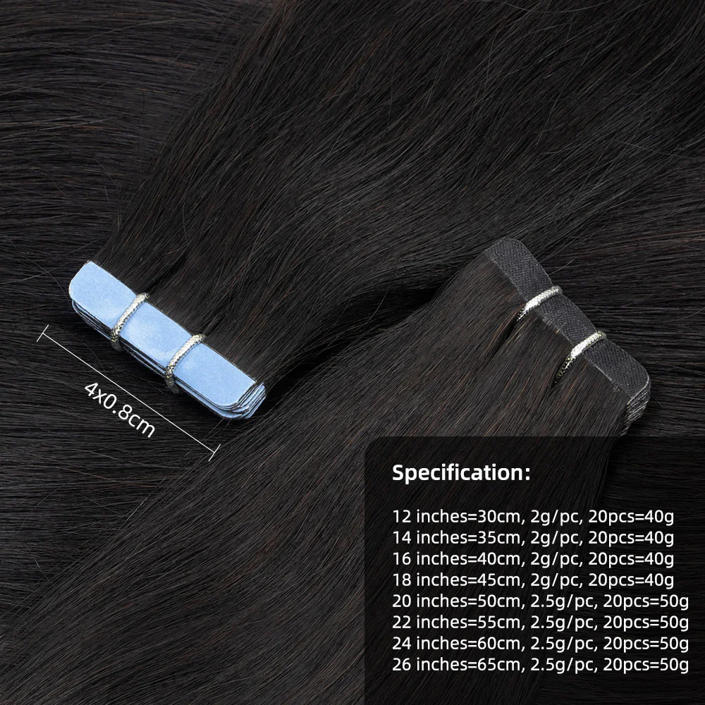 Rechte Tape In Hair Extensions Menselijk Haar Onzichtbare Huid Inslag Tape Natuurlijke Zwarte Zijdeachtige Rechte Ins Hair Extensions 20 Stks/pak