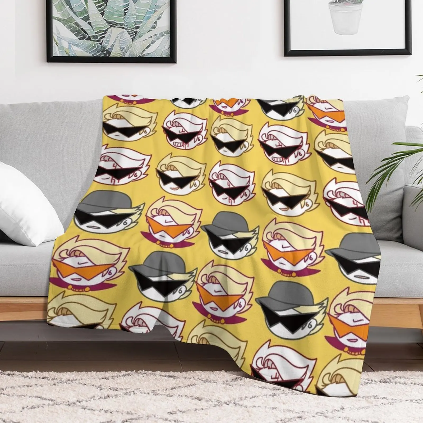 homestuck-dirk strider fabric series-Cute dirks head Throw Blanket