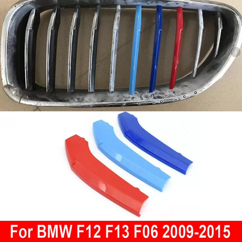 Tri Color Front Kidney Grill Grille For BMW 6 Series F12 F13 F06 2009-2015 10 Grilles ONLY Trim Cover Clip Car Accessories