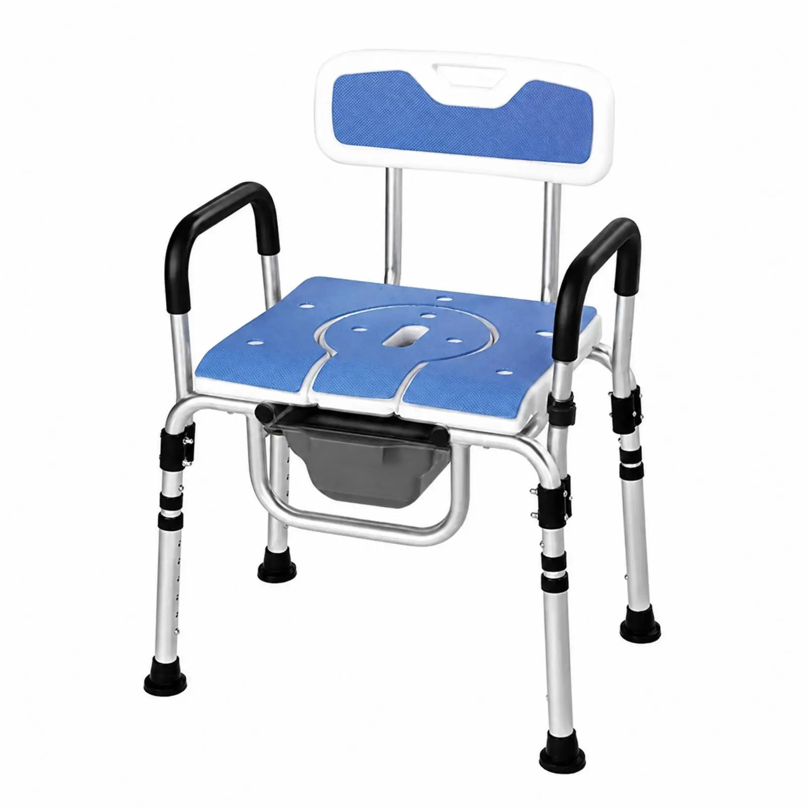 Shower Commode Chair Ventilated Commode Chair with Removable Container Non-Slip Heavy Duty for Older Adults, Home Bathroom