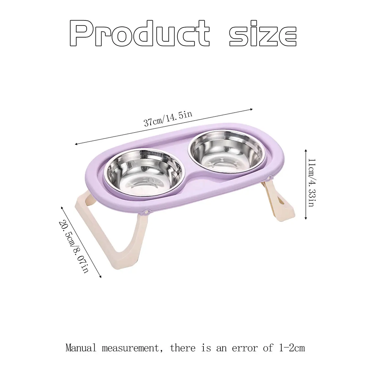 1PC Foldable Stainless Steel Pet Bowl Cat Food Bowl Cat Bowl Dog Food Bowl Neck Protection High Foot Double Bowl