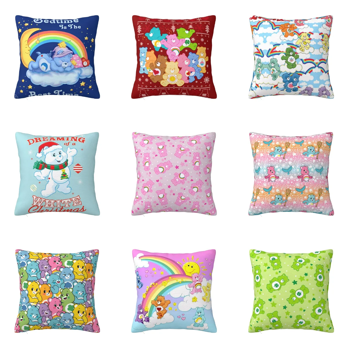 귀여운 Minniso 케어 베어 Sleep-bayingimg 베개 커버 부드러운 베개 커버 쿠션 커버 Kawaii 베개 커버 소파 자동차 홈 장식