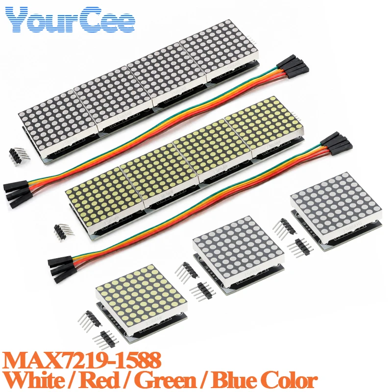 MAX7219 MAX7219-1588 Dot Matrix LED Digital Tube 8*8 Dot Matrix Module Display Red Green White Blue Color MCU Control Drive LED