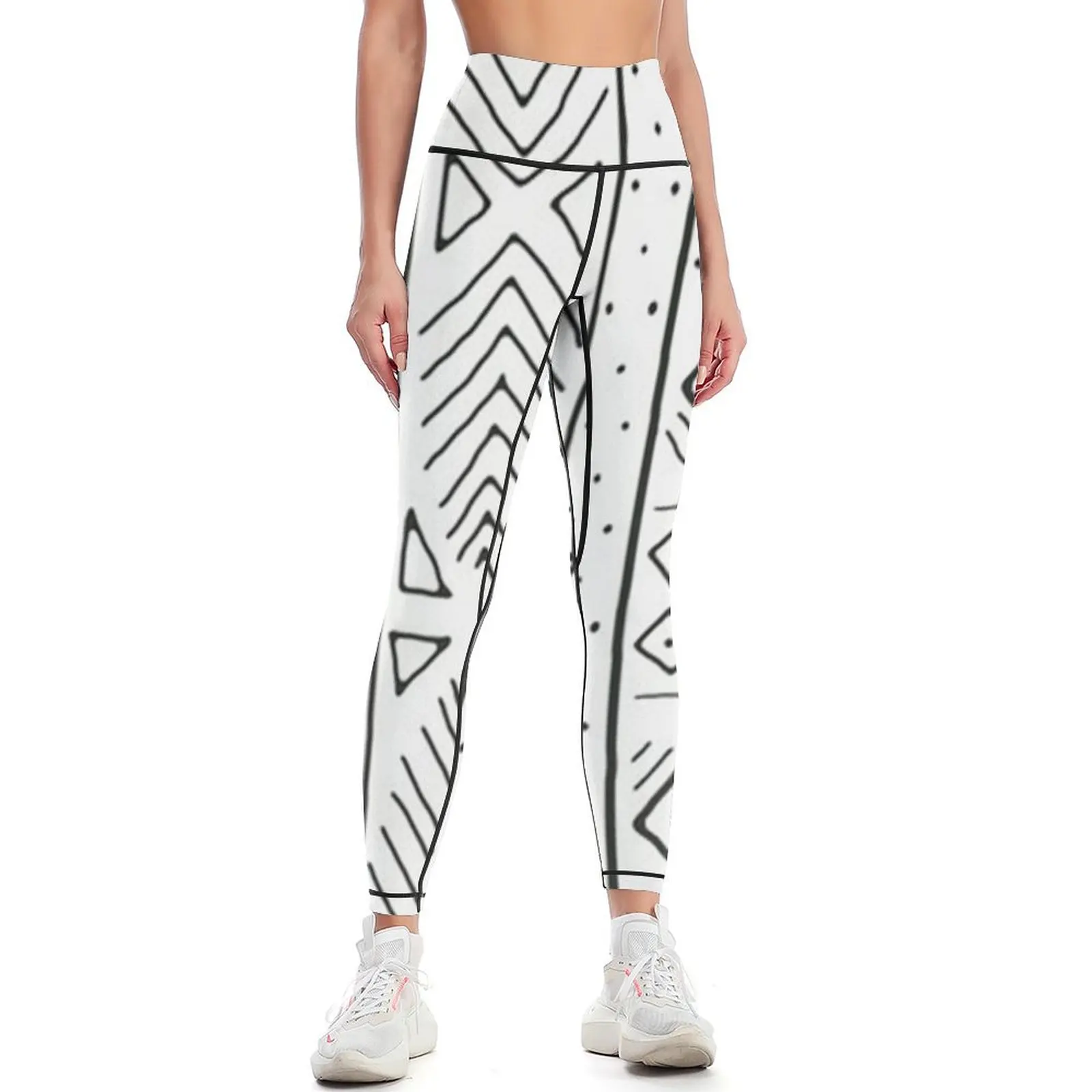 

african mudcloth white Leggings sportswear woman gym 2025 gym womans Fitness woman Women's sportswear Womens Leggings