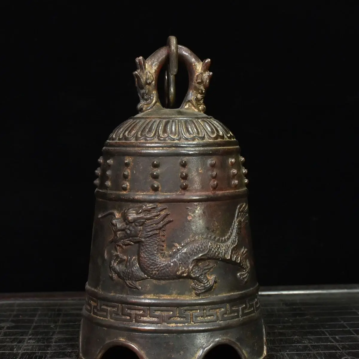 Vintage Dragon-Patterned Bell Buddhism Temple Spiritual Practice Wind Chime Feng Shui Sculptures Home Meditation Decor