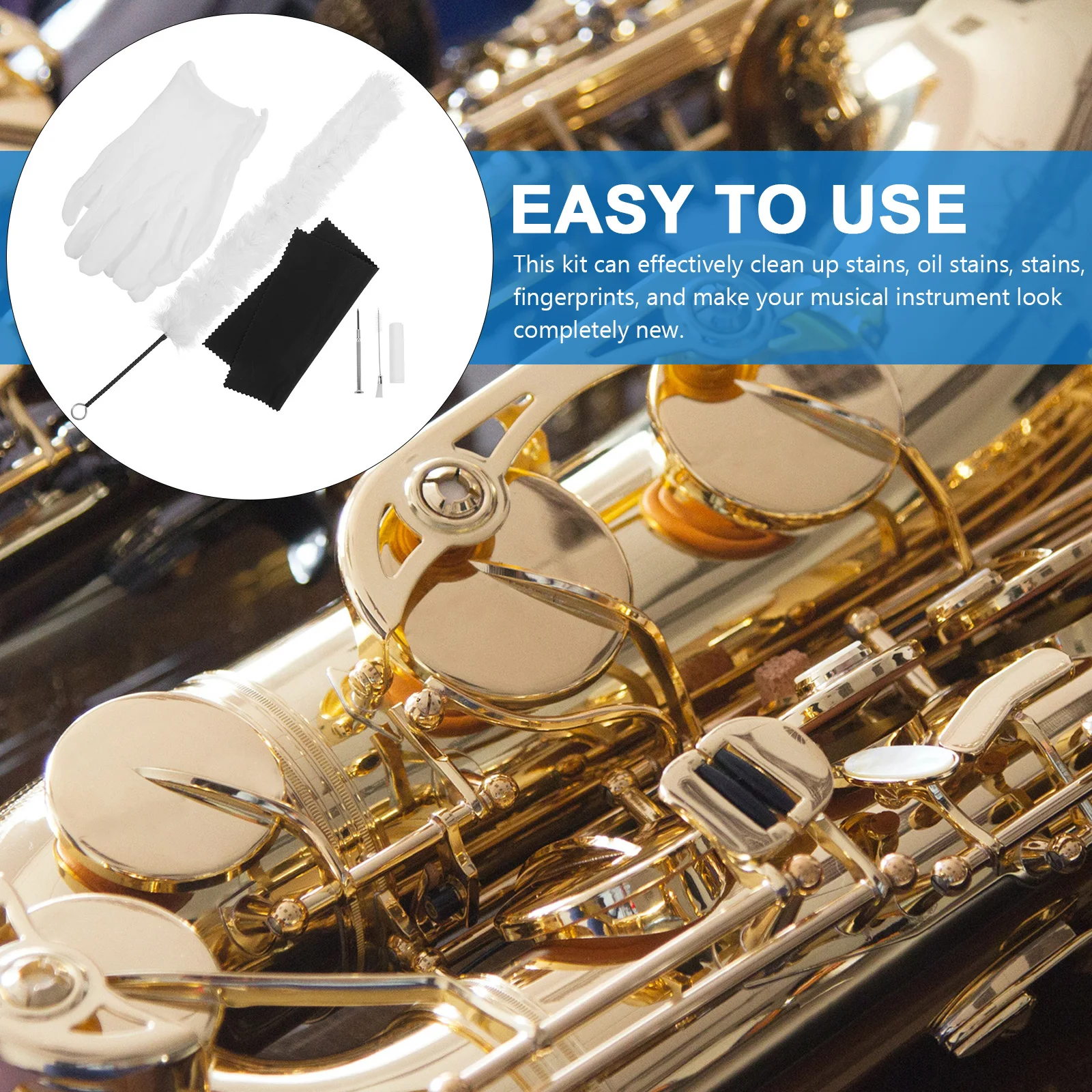

Saxophone Cleaning Cloth Brush Accessories Flute Kit Instruments Reusable Premium Material Pocket Size Maintenance Tools