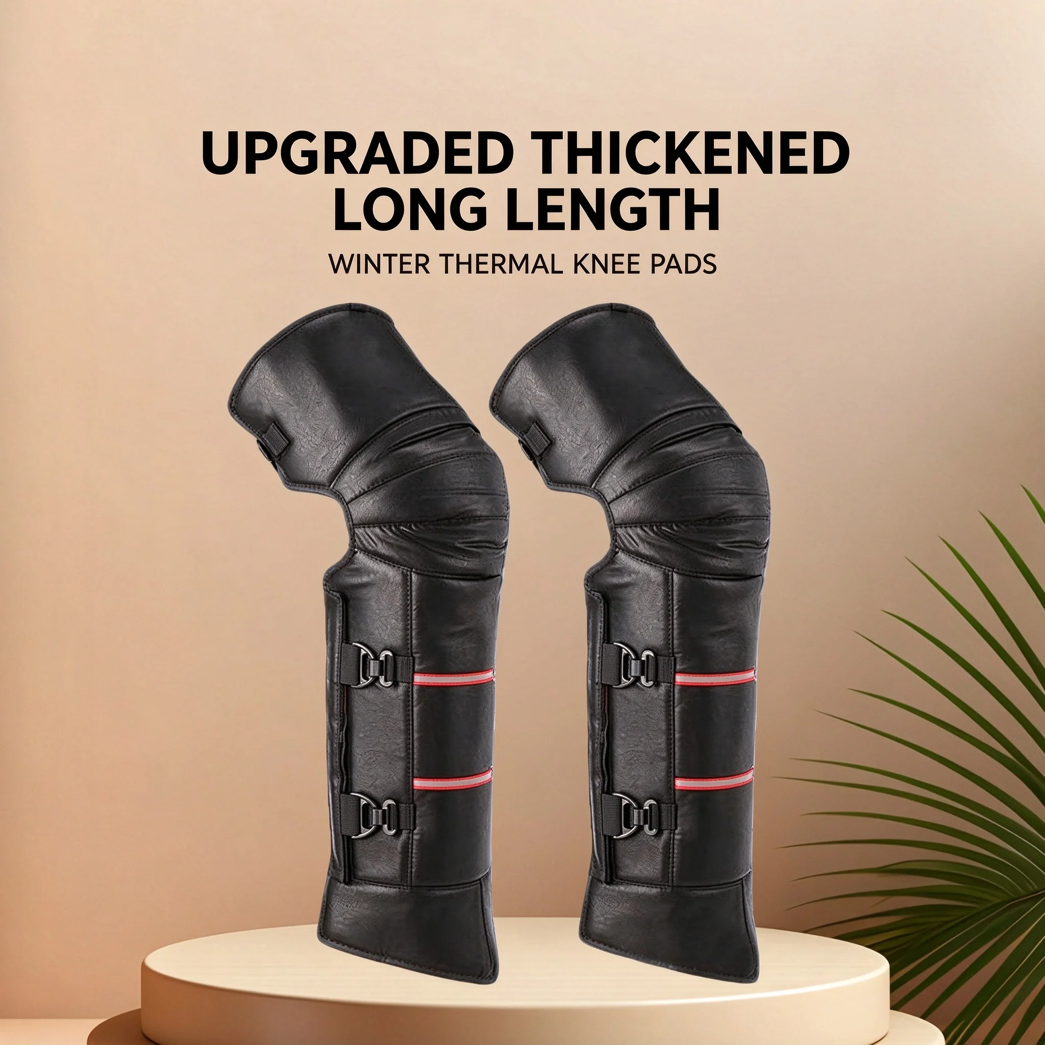 Winter Motorcycle Long Knee Pads наколенники Fleece-Lined Windproof Water-Repellent Leg Warmers Reflective Strips Scooter E-Bike