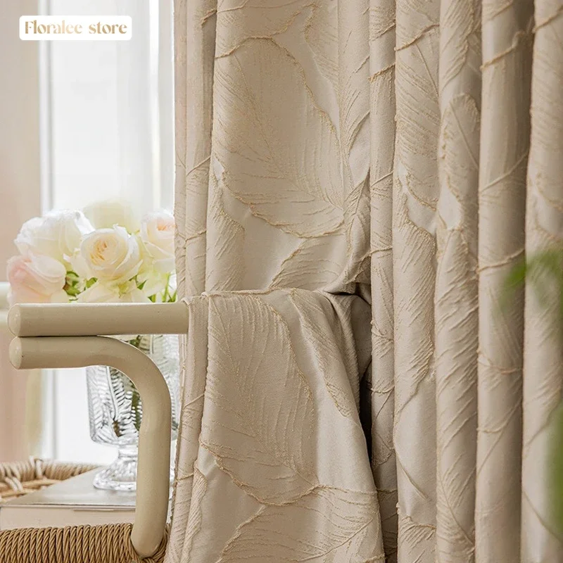 European Style Luxary Curtains Bedroom Living Room High Precision Jacquard Relief Gold Curtain Thick Shading House Decor Custom