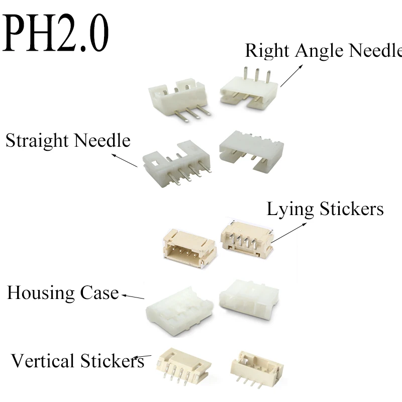 10PCS SH1.0/1.25/ZH1.5/PH2.0/XH2.54 Straight/Right Angle Needle Lying/Vertical Stickers Housing Case 2/3/4/5/6/7/8/9/10P