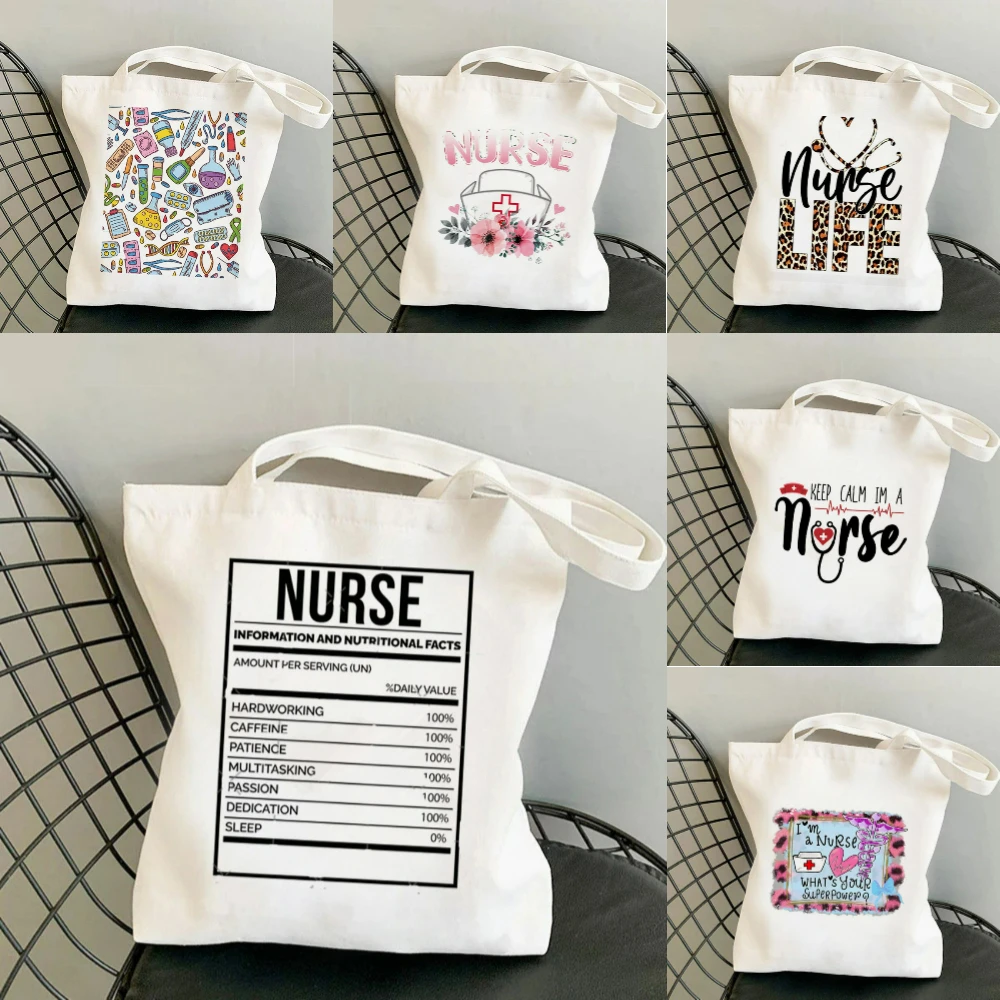 

Leopard Love Nurse Print Canvas Tote Bag Durable Eco Friendly Carryall for Medical Work School Shopping Daily Commute Handbag