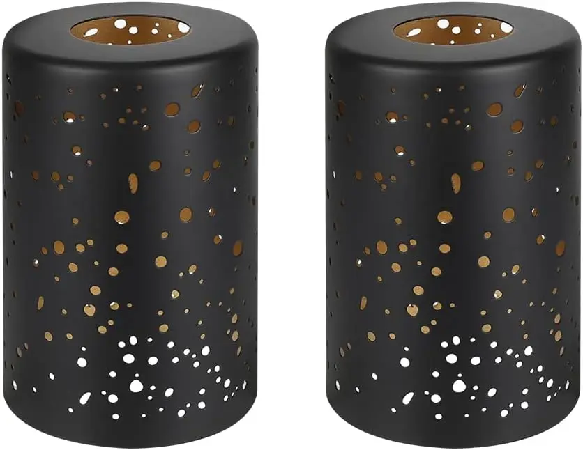 

Cylinder Metal Lampshade, Sky Stars Design, Fixture Replacement Globes or Shades with 1-5/8 Inch Fitter Opening, Set of