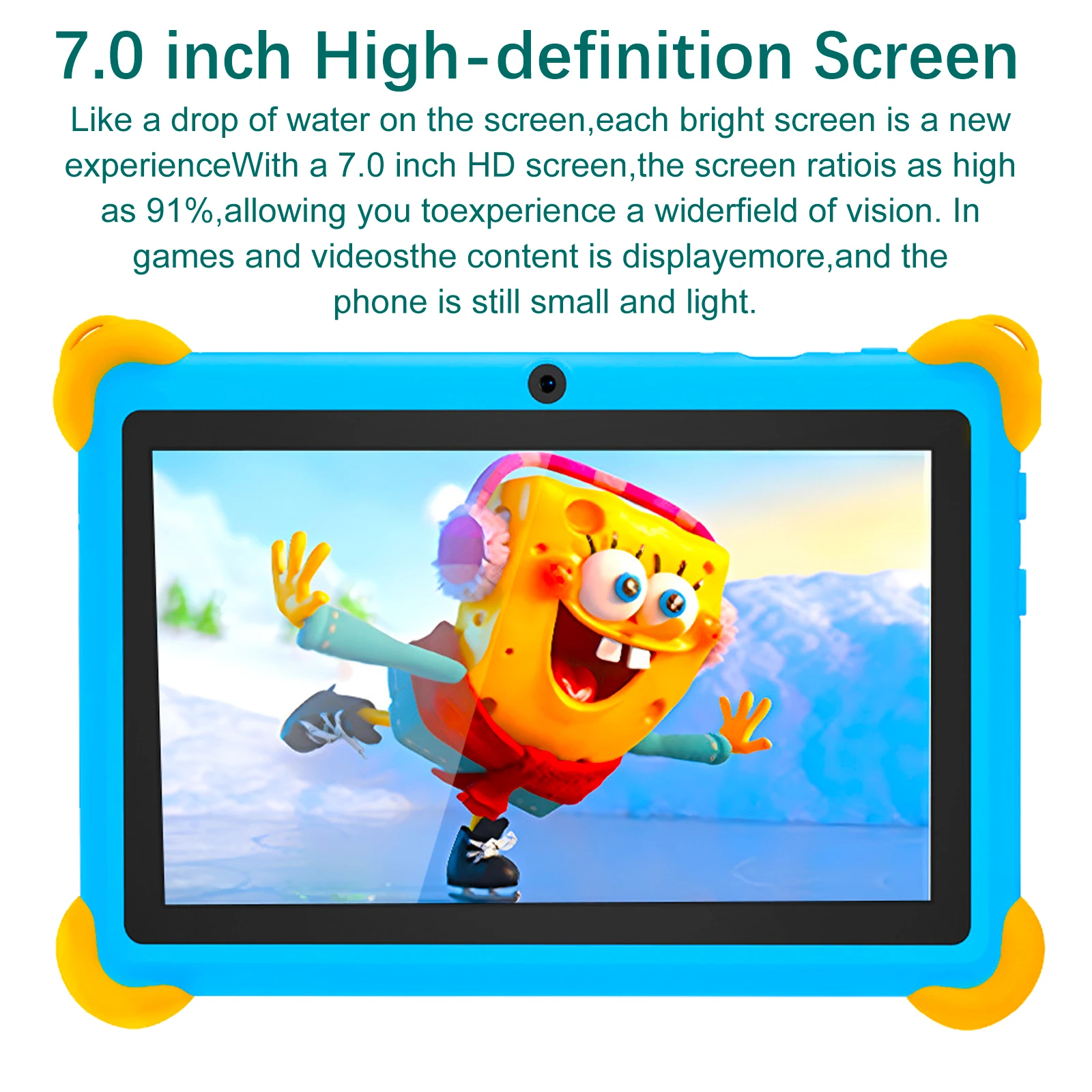 7-calowy tablet dla dzieci 5G Android do nauki, gier, z odpornym na uszkodzenia etui, procesor Quad Core, 4GB RAM + 64GB ROM, najlepszy prezent dla dzieci.