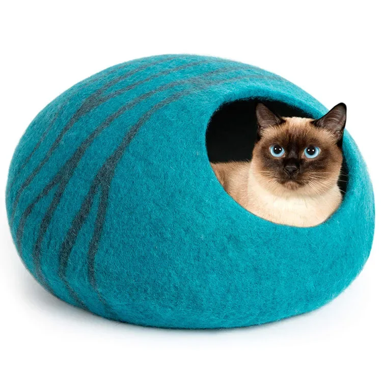 2022 new cosy non-slip felt wool washable collapsible cave cats beds pet houses cat cave