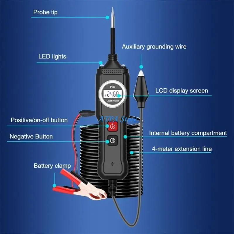 U13C Multifunctional Automotive Circuit Tester For Voltage Resistance And Continuity Measurement Featuring LCD Display And Fa