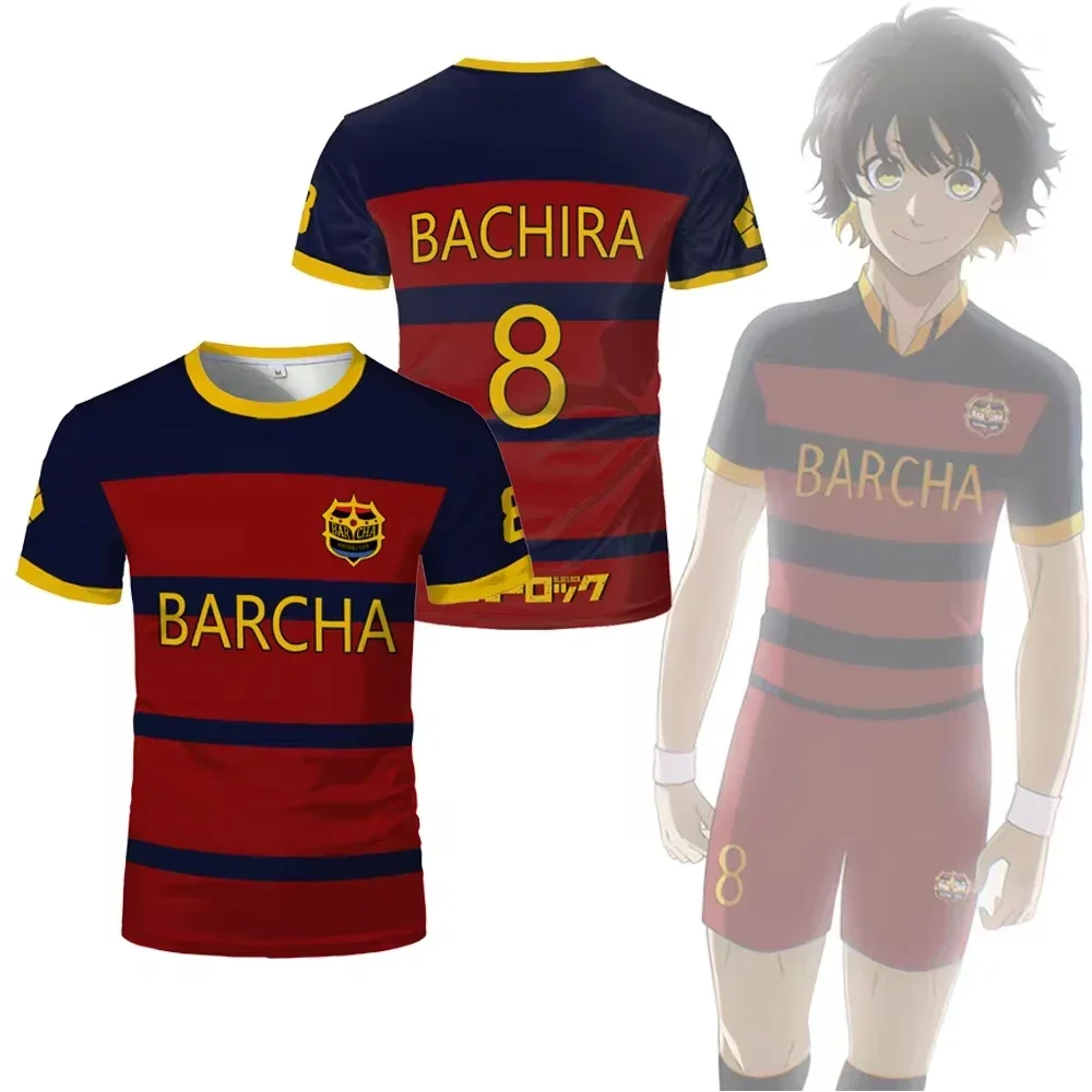 Blue Lock FC Barcha Cartoon Anime Cosplay Men Jersey Summer Short Sleeve Children Tee Tops Streetwear Fashion Women Kids T-shirt