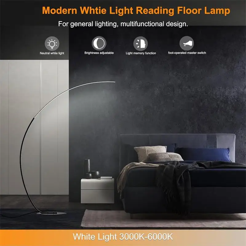 Imagem -05 - Nordic Led Lâmpadas de Chão para Jantar e Sala de Estar Luz de Canto Preto e Branco Luzes de Chão Reguláveis Remotas Stand Light c App