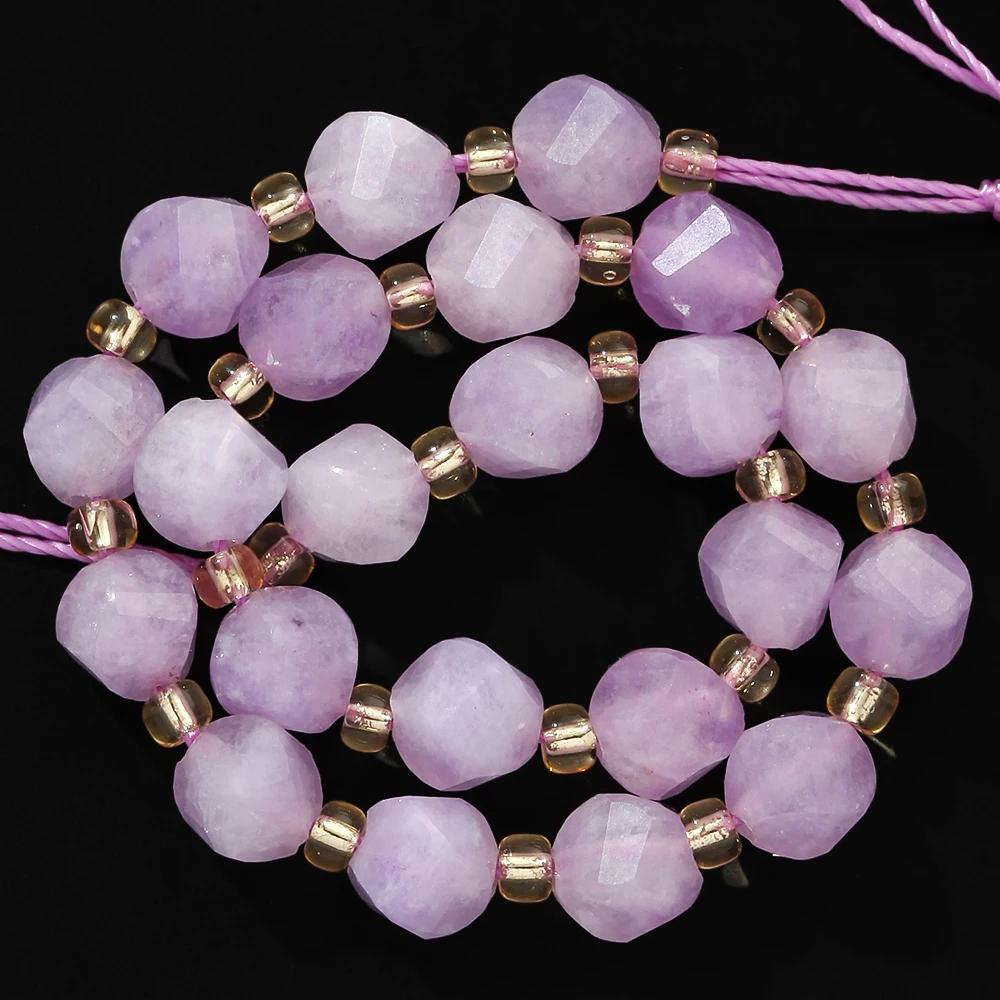 6-10mm Natürliche Lila Kunzit-Jade-Perlen Facettierte Lose Abstandsperlen für Schmuckherstellung DIY Armband Handgemachtes Zubehör 7 Zoll – Detail 8