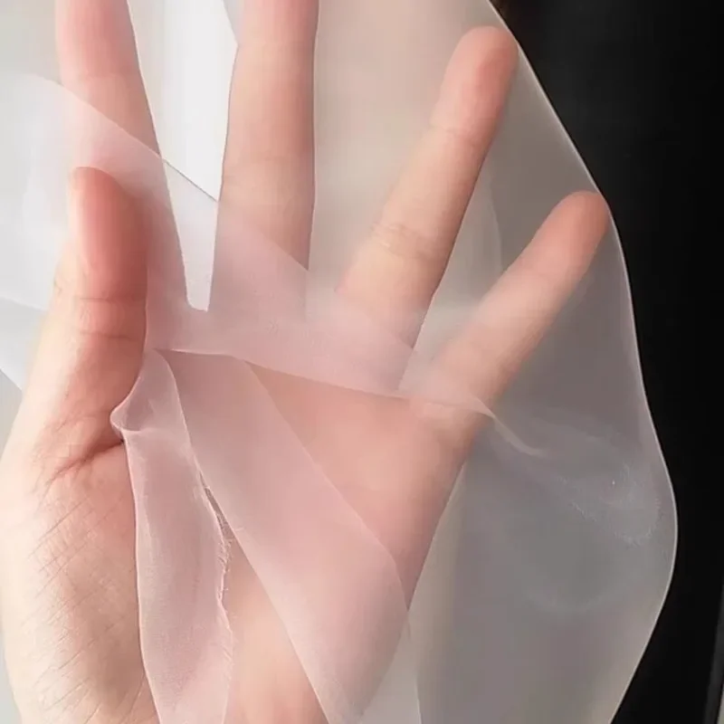 6メートルの高透明度オーガンザ生地、透明感のある装飾用糸、ベビー服、硬めのオーガンザ