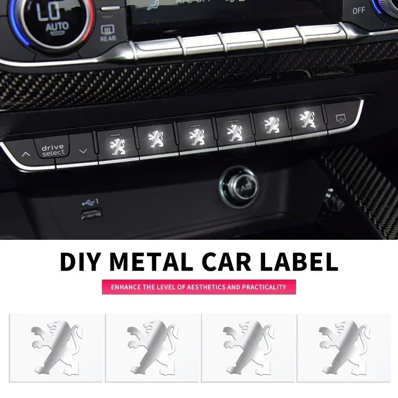 

5Pcs Car Emblem Logo Stickers DIY Metallic Sticker Silver Badge Decoration For Peugeot 308 408 508 RCZ 208 3008 2008 206 207 307