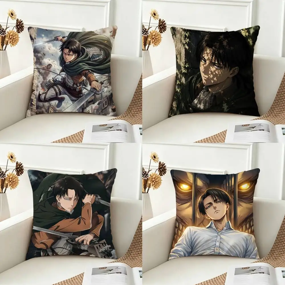 Attack Titan Levi  Double-sided Printed Square Decorative Cushion Cover for Sofa Living Room Home Decor