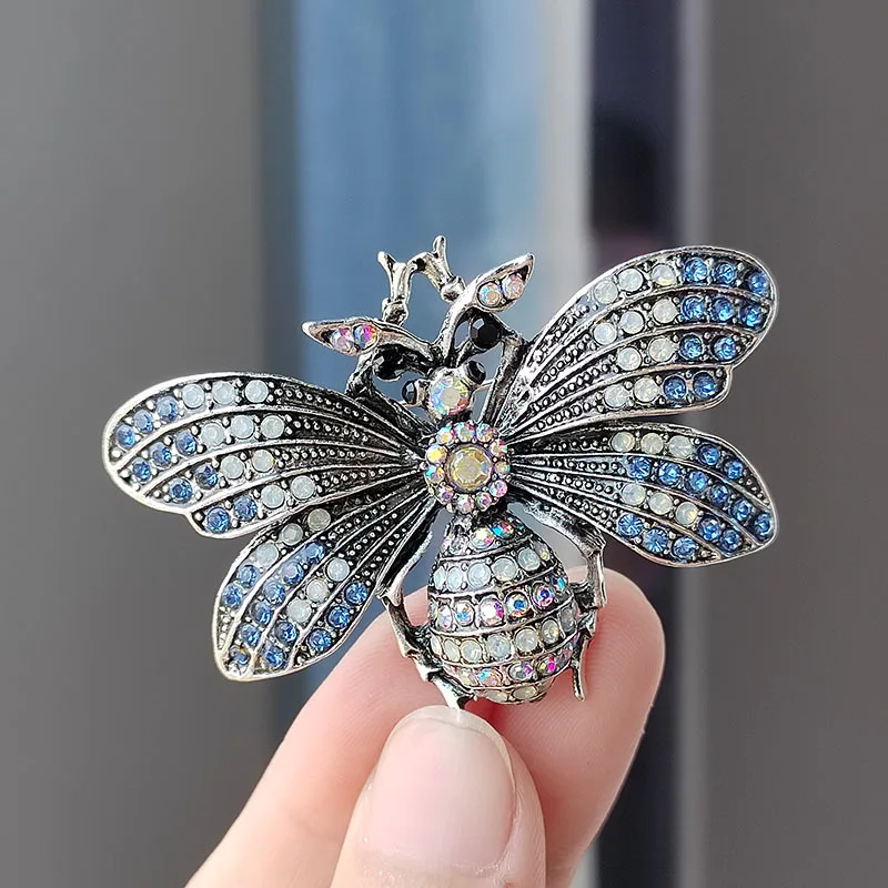 Luxury Vintage Crystal Bee Beetle Brooches For Women Man Clothes Suit Fashion Metal Insect Animal Brooch Pin Jewelry Accessories