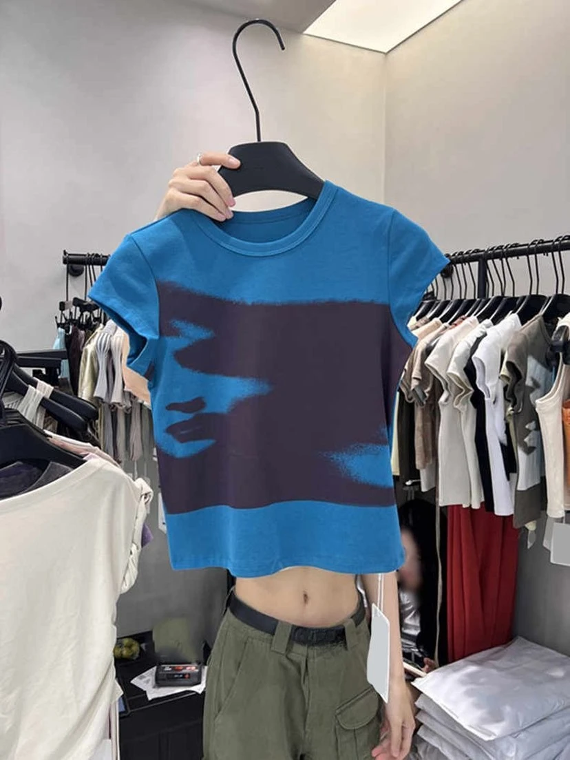 

Хлопковый укороченный топ с графическим рисунком, футболки в стиле гранж, футболки Y2k Camisetas, летняя футболка с принтом, Ropa De Mujer, корейская