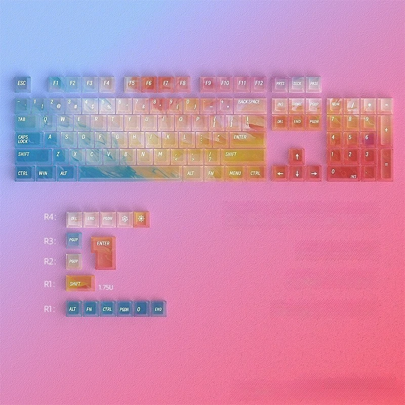 مجموعة أغطية مفاتيح قوس قزح قزحي الألوان لملحقات لوحة المفاتيح الميكانيكية 119 مفتاحًا ارتفاع الكرز أغطية مفاتيح شفافة غطاء مفاتيح متين للكمبيوتر الشخصي #3