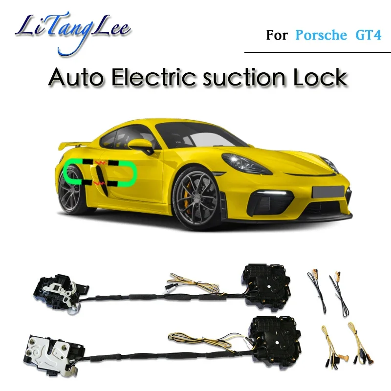 For Porsche GT4 2016~2024 Car Soft Close Door Latch Pass Lock Actuator Auto Electric Absorption Suction Silence Closer