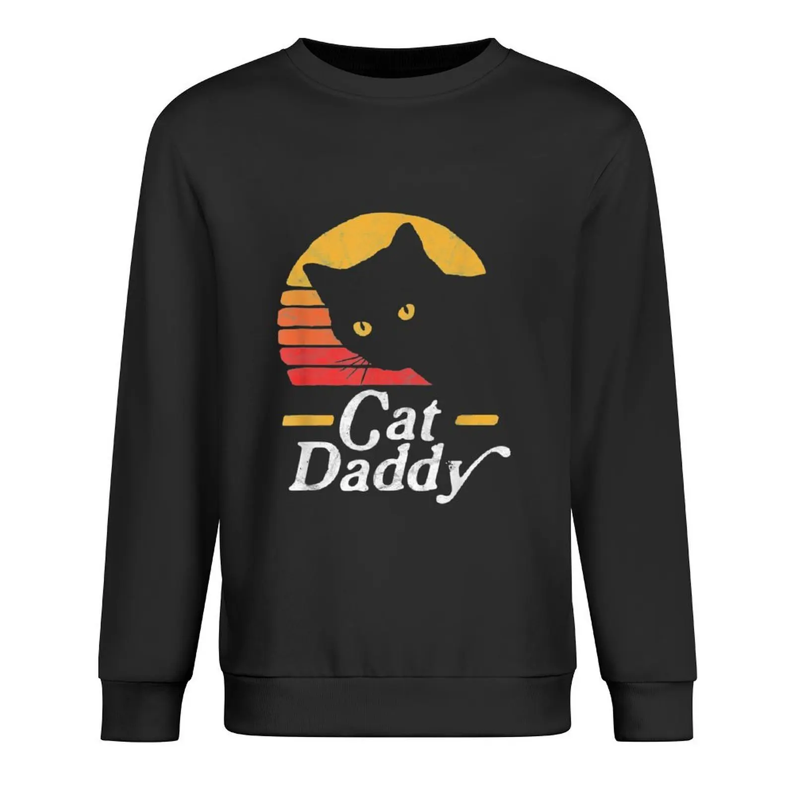 

Cat Daddy Vintage Eighties Style Cat Retro Distressed Pullover men's autumn clothes men clothing sports sweatshirt man