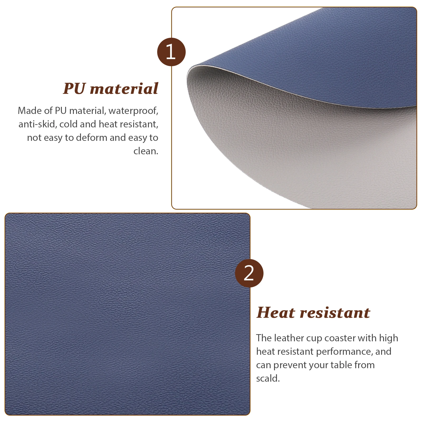 

Heat Resistant Pu Placemat Insulation Anti Skid Waterproof Household Bowl Cup Table Mat Round Coaster Reusable Food Mat