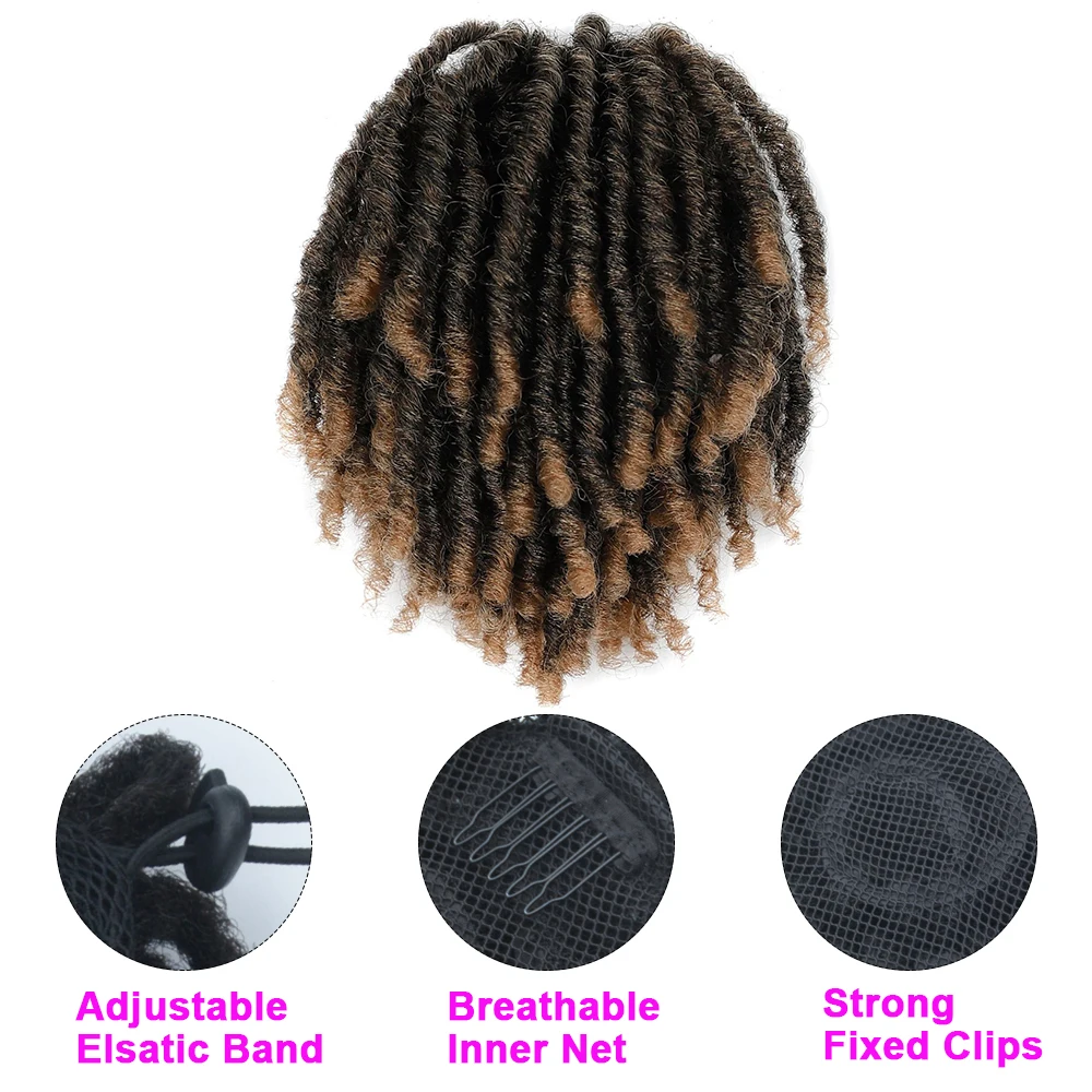 6inch Synthetic DreadLock Afro Puff Hair Bun Chignon Drawstring Ponytail Faux Locs Clip In Pony Tail Hairpieces for Black Women