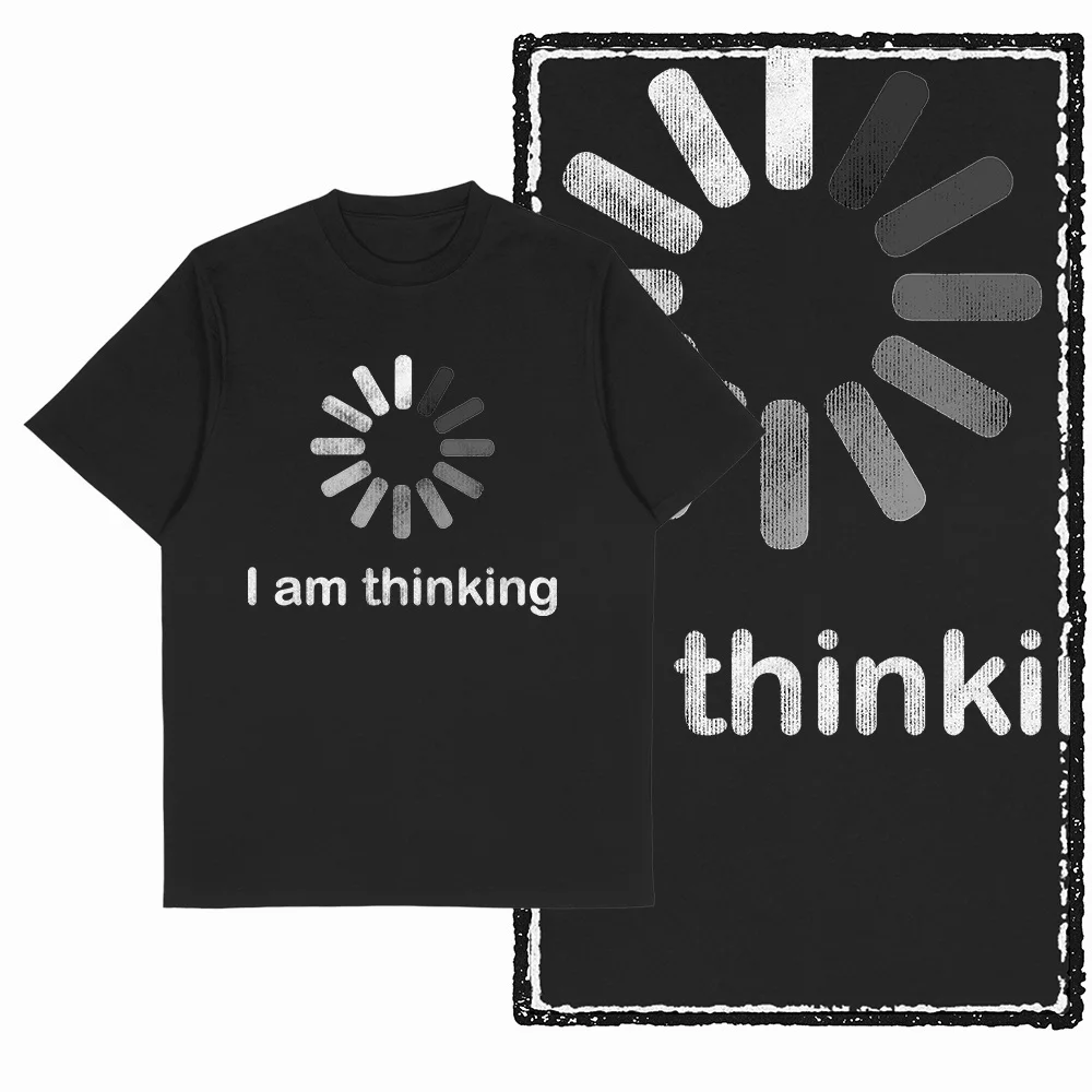 Vintage Distressed Graphic Oversized T-Shirt, "Location Hell" "I Am Thinking" Loading Print, Edgy Meme Streetwear Tee