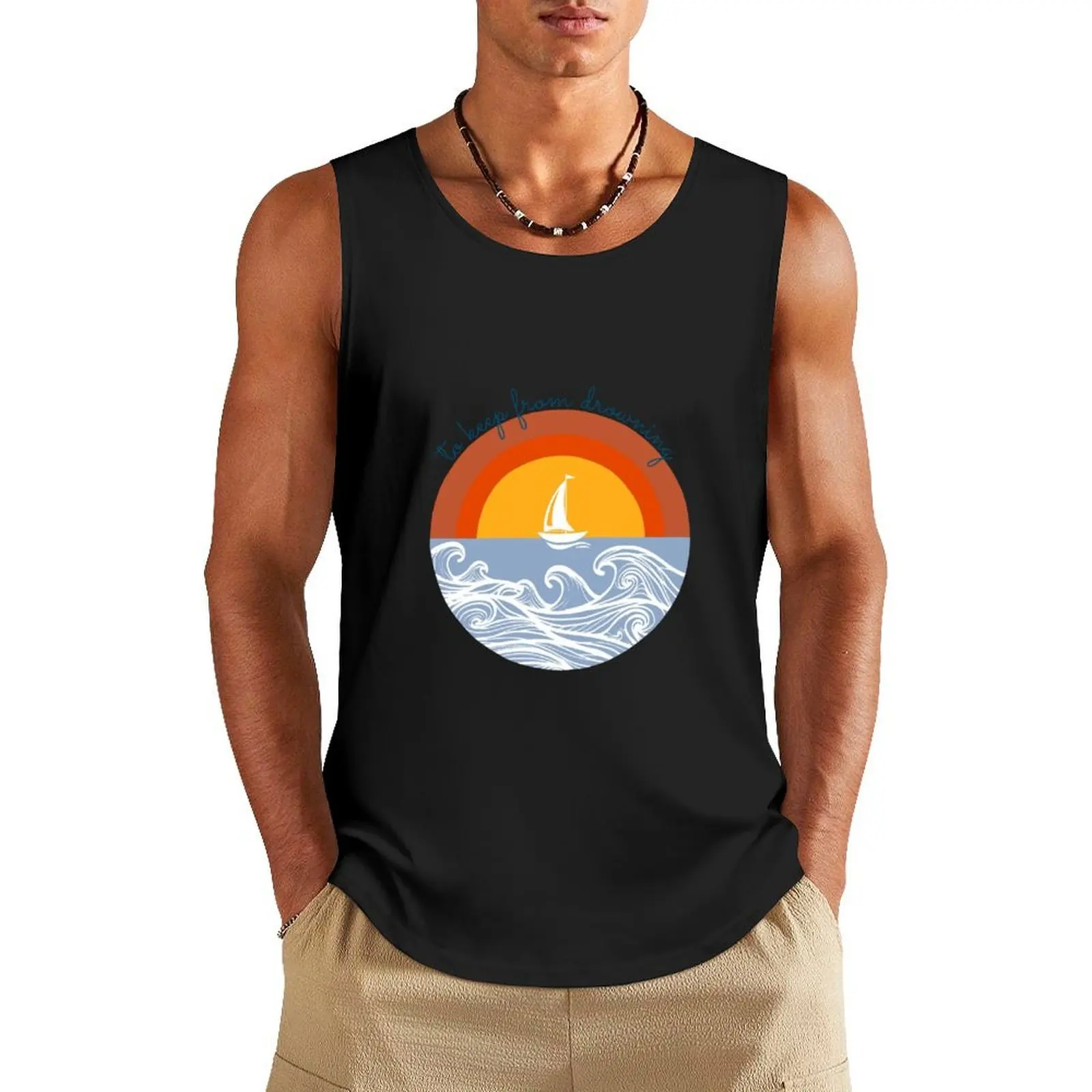 

To keep from drowning waves Tank Top anime t-shirts Sports shirt man t-shirt Men's Men's sports t-shirt