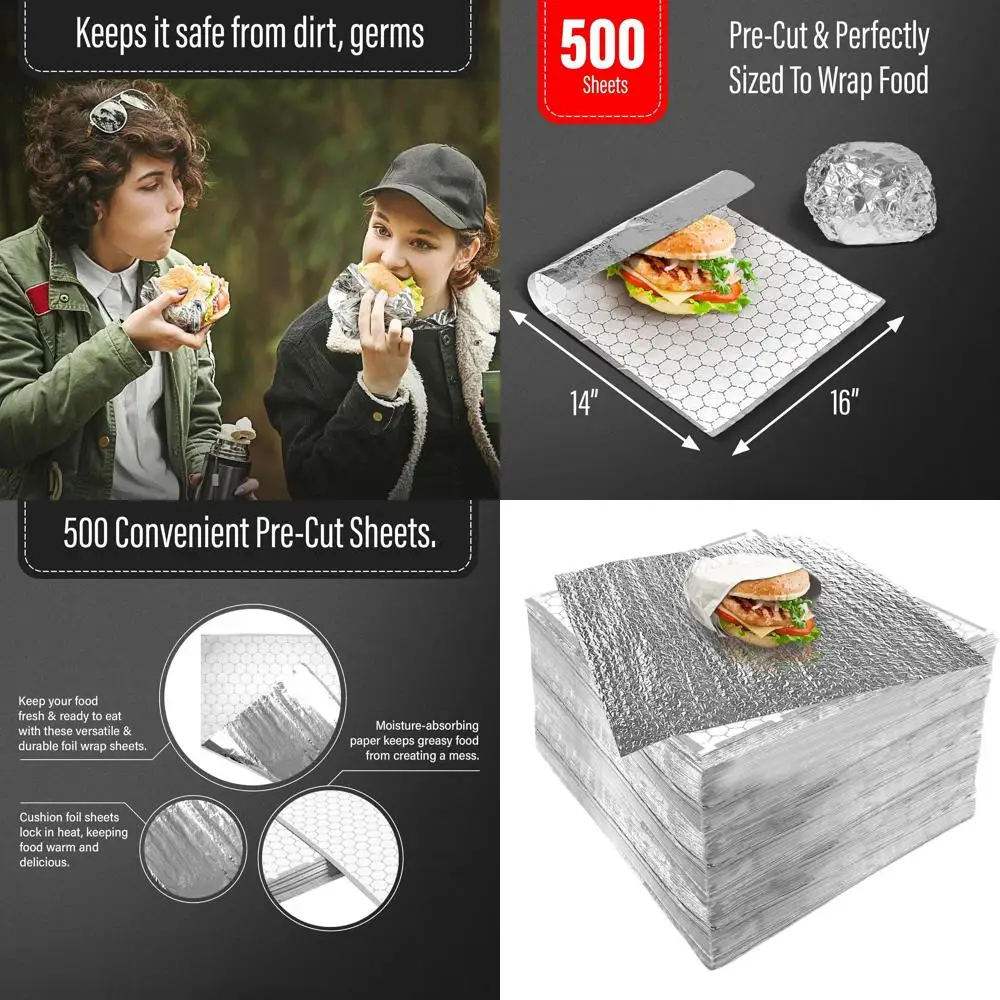 

Бумага для упаковки сэндвичей, устойчивая к жиру, 500 штук, 14x16 дюймов, идеально подходит для сэндвичей, буррито и барбекю