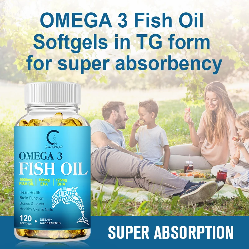 GPGP Omega 3 Fish Oil Capsules Rich In DHA and EPA Improve Bad Mood,Brain & Nervous System Health, Cardiovascular&Immune Health