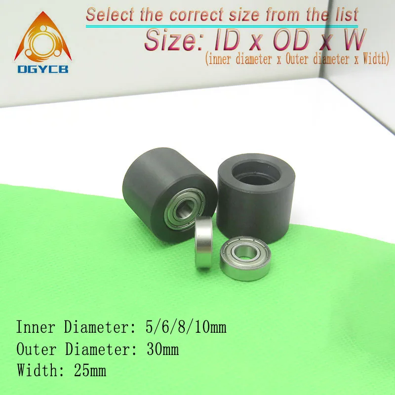 

1pc Double Bearing PU Roller 6x30x25 PU Rail Driving Wheel PUT62630-25 30mm Diameter Mute Polyurethane Guide Pulley 6*30*25
