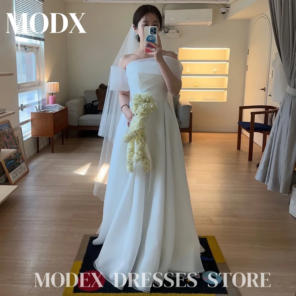 

MODX Elegant Lvory Off Shoulder A-line Wedding Dresses Organza Pleat 웨딩드레스 Korea Photoshoot Corset Customised Bride Gowns 2025