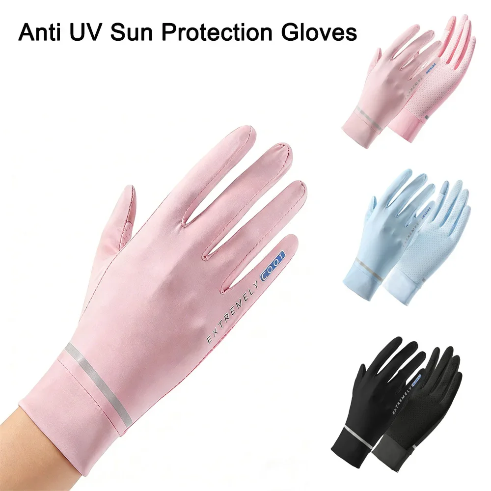 Sonnenschutz-Handschuhe, Sommer-UV-Schutz, Vollfinger-Touchscreen-Handschuhe für Damen, Fahrradhandschuhe, rutschfeste, atmungsaktive Handschuhe aus Eisseide