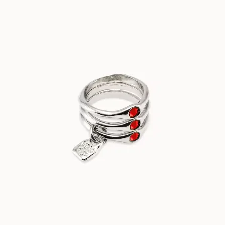 2024 Original New Product Spain UNO de 50 Jewelry Fashion Luxury Three Layer Detachable Red Gemstone Ring Women's Gift