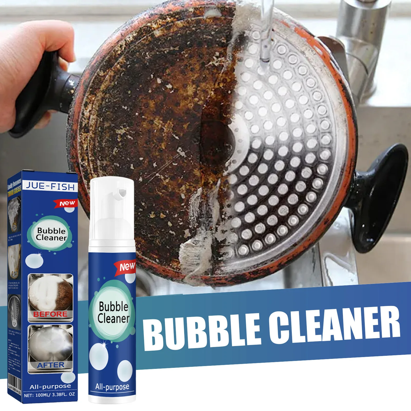 Effective Oil Stain Bubble Cleaner Multi Purpose Use Powerful Remove Oil Stains Rinse-Free Kitchen Hood Heavy-Dirty Foam Cleaner