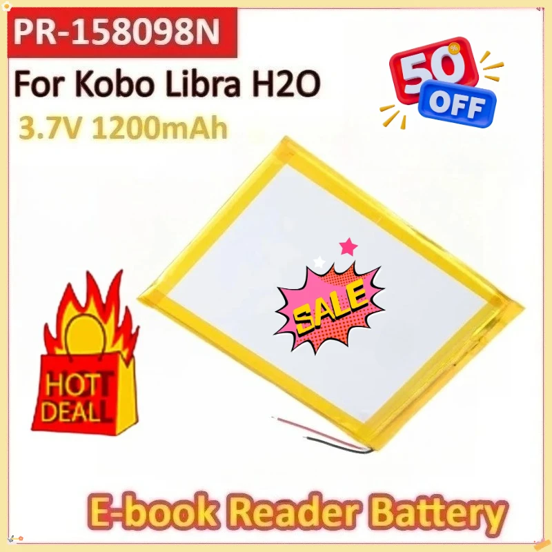 

New PR-158098N 3.7V 1200mAh for Kobo Libra H2O Newly Upgraded Rechargeable High-Capacity Replacement E-book Reader Battery