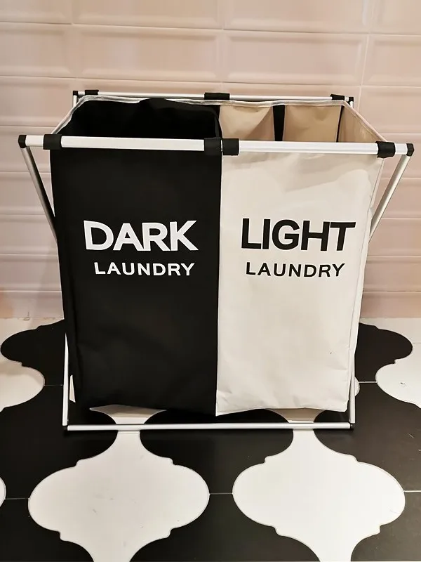 

Nordic Sle Fabric Dir Clothes Basket Double Basket Toy Buet Clothing Frame for Home Use Laundry Storage Organizer