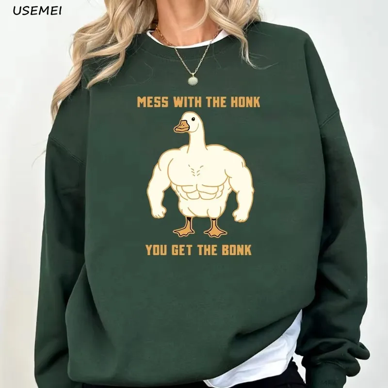 

Funny Goose Sweatshirts Mess with The Honk You Get The Bonk Hoodies Harajuku Women Men Streetwear Casual Hooded Sweatshirt